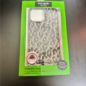 Kate Spade Black and Silver Leopard Case for iPhone 16 Pro Max